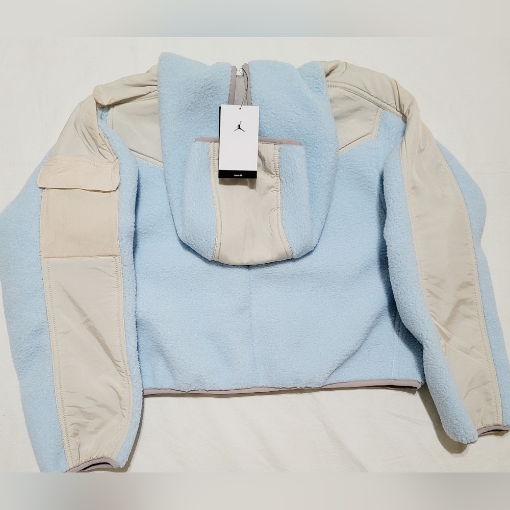 Nike Air Jordan Crop Cozy Fleece Hoodie Baby Blue/Grey Sz S Womem NWT - Picture 3 of 7